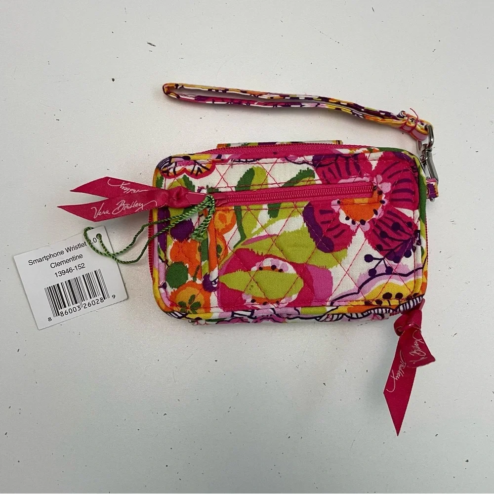 Vera Bradley Wrislet Wallet Clementine Floral ID Credit Card Cell Phone Pink